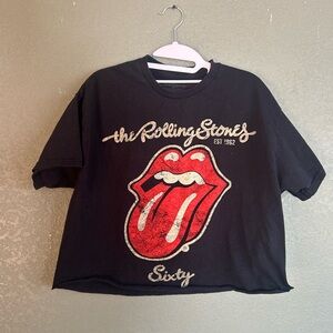 Large the Rolling Stones Sixty Black Women's Cropped T-Shirt
